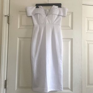 White strapless midi dress